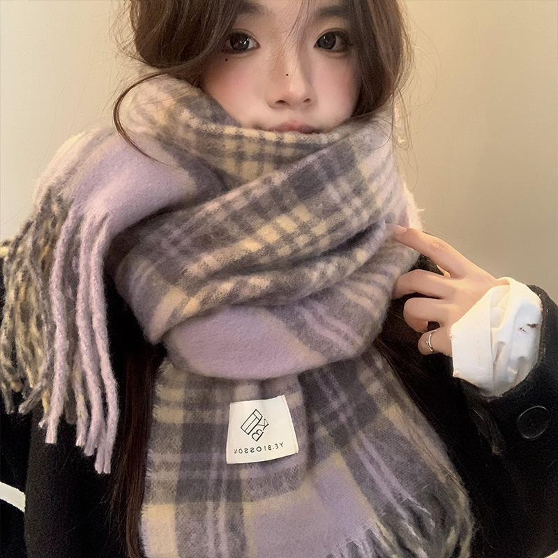 Winter Clothing Korea - Sciarpa scozzese viola da donna autunno