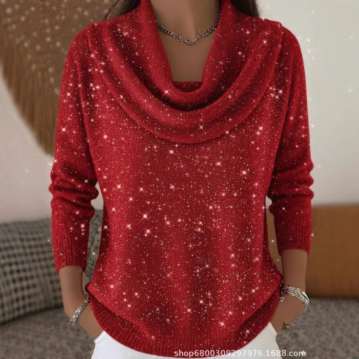 Winter Clothing Taiwan - Maglione Lavorato a Maglia con Paillettes